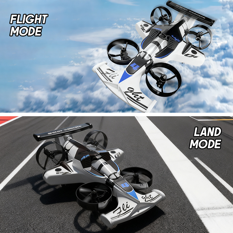 Rc Drone And Flying Car - Mini Dron 2w1 Samolot-Lekarca Powietrzno-Terenowy 2.4G