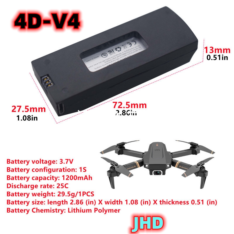 JHD Bateria 4DRC V4 Bateria 3. – Lyzrc Drone recenzja i cena
